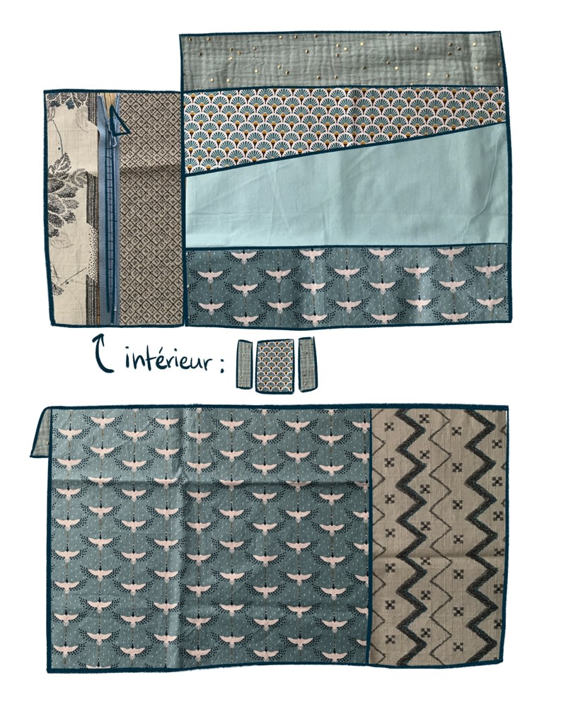 Trousse artisanale pour artiste, customisable. Rouleau d'artiste luxe personnalisé, par Leegloo. Choix des tissus. Handmade pencil case. Custom Luxe artist roll, fabric choice by Leegloo.