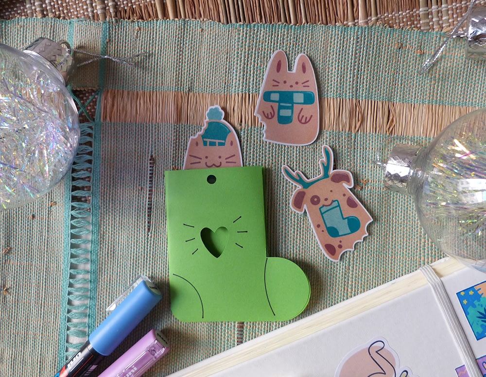 Animaux Biscuits Mignons dans leur chaussette en papier - Cute cookies animals in their paper sock
